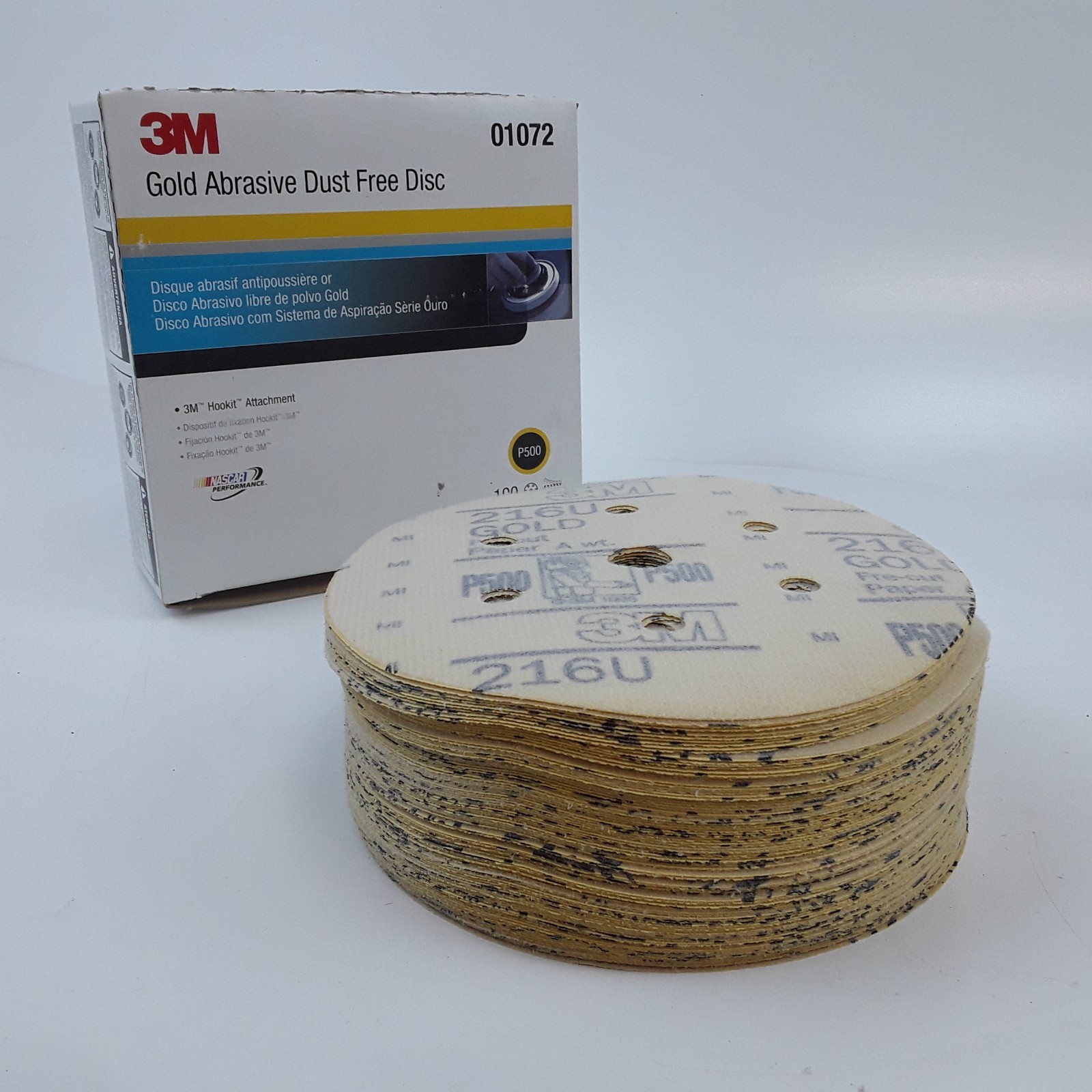 3M 01072 Gold Abrasive Dust Free Disc P500 Size 152mm 6in Heavy Duty Box of 100