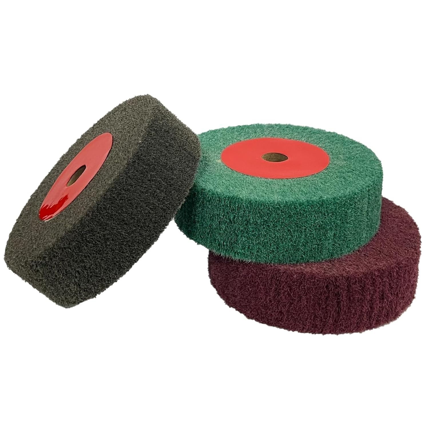 3Pcs 4″ Nylon Polishing Wheels, 320/600/800 Grit, 1.2″ Thickness, 1/2″ Arbor