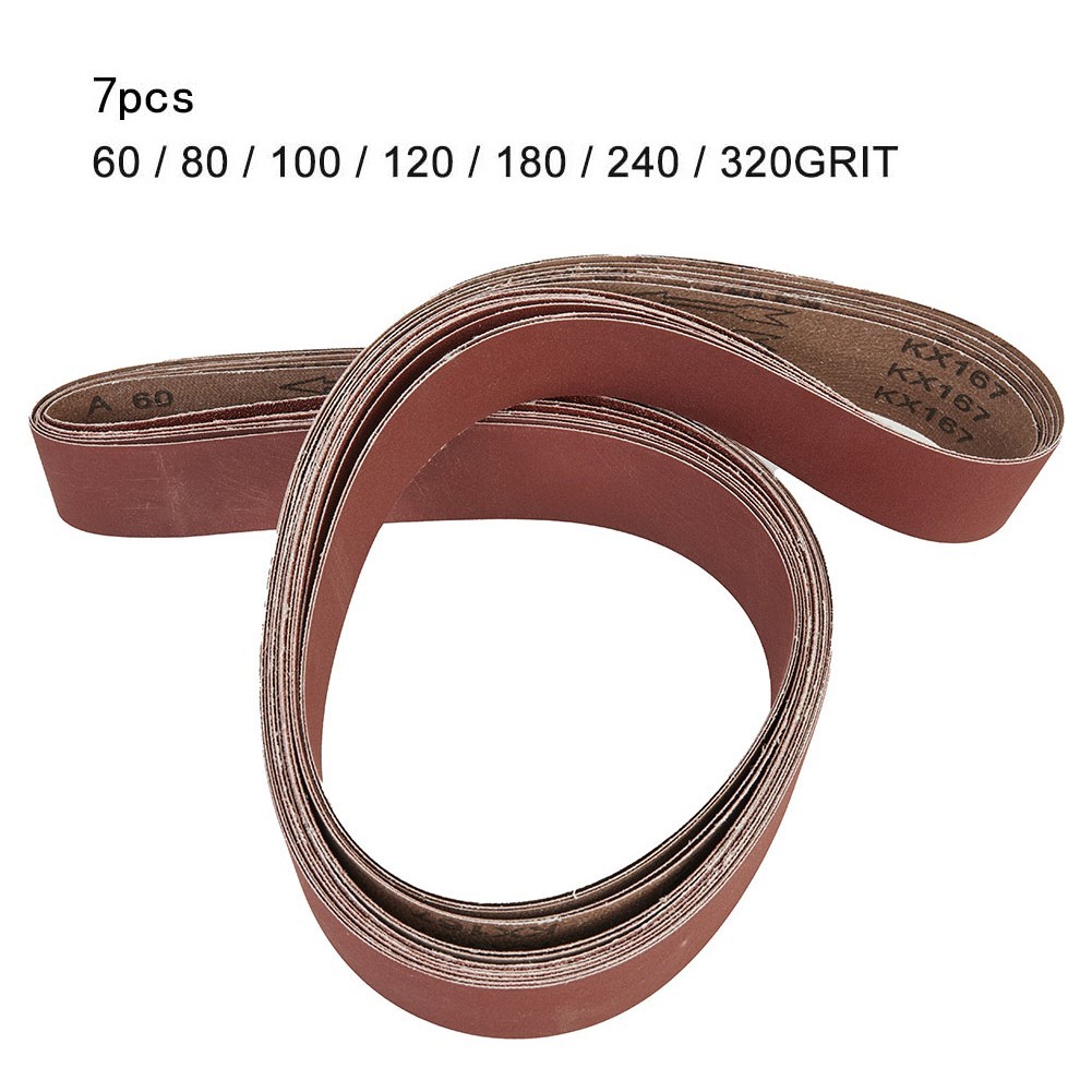 7pcs/Set 2” X 82” Sanding Belts Abrasive Band 60 80 100 120 180 240 320 Grit