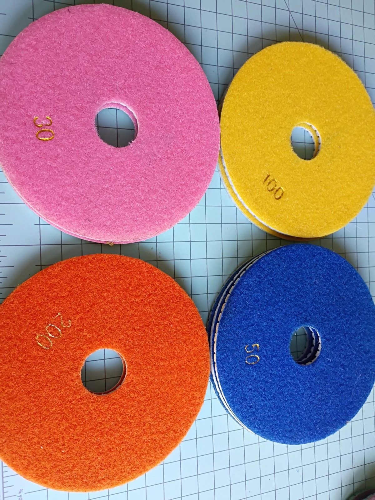 Lot Of 9 6″ Diamond Polishing Pads 30 50 100 200 Grit B32