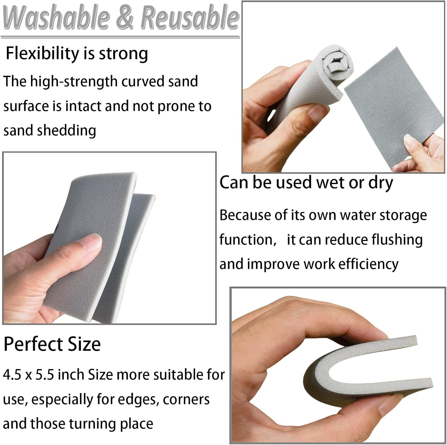 10 PCS 600 Grit 4.5 x 5.5 Inch Sanding Sponge Set, Wet or Dry Hand Sanding Spong