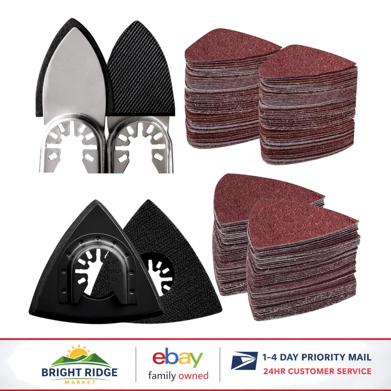 Triangle and Finger Sanding Pads with 100-Piece Sandpaper for Oscillating Tools