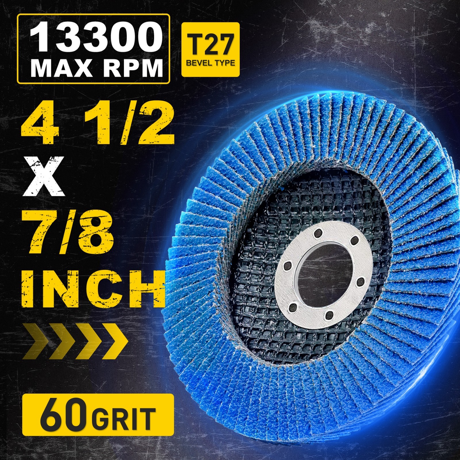 12 Pack 4-1/2″ x 7/8″ 60 Grit Zirconia Flap Discs T27 Grinding Wheels for Metal