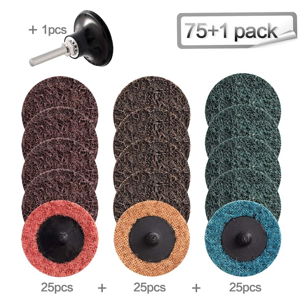75pcs 2inch Nylon Quick Change Sanding Discs Set 2pcs 1/4″ Holders Die Grinder S