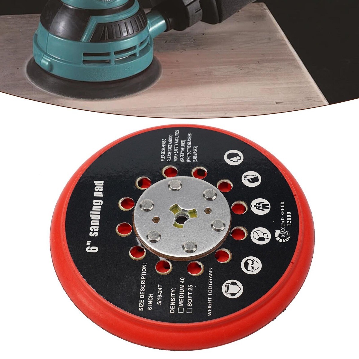 New 6 Inch Sanding Pad Medium-Hook And Loop Multi-Hole Back-Up For Bosch RSM6045