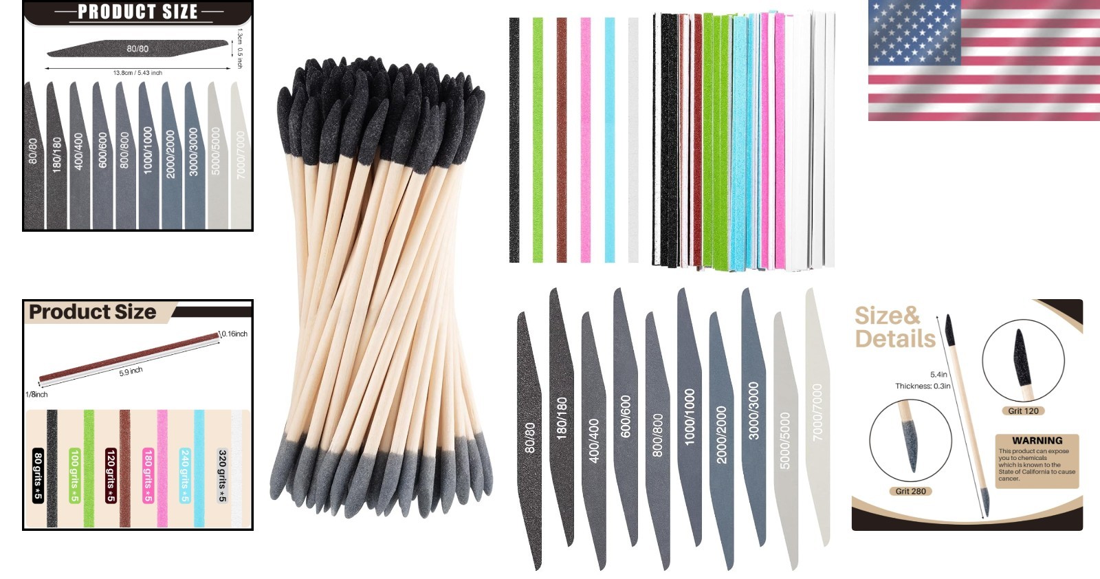 Sanding Sticks Set for Plastic Models Jewelry Polishing 70 Pcs DIY Craft Tools