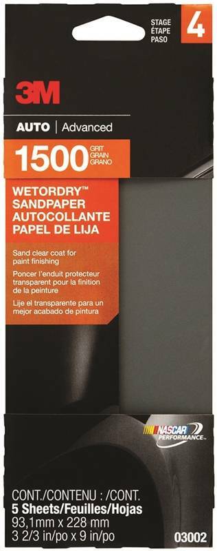 NEW 3M 03002 PACK (5) Auto Advanced Wet or dry Sandpaper 1500 Grit, 3 2/3″ x 9″