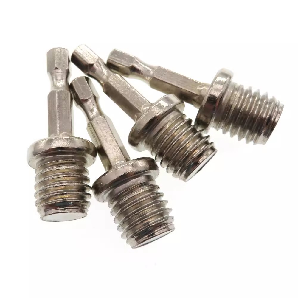 M10 M14 Thread to Power Drill Adapter 1/4″ Hex Shank for Polishing Backing Pads