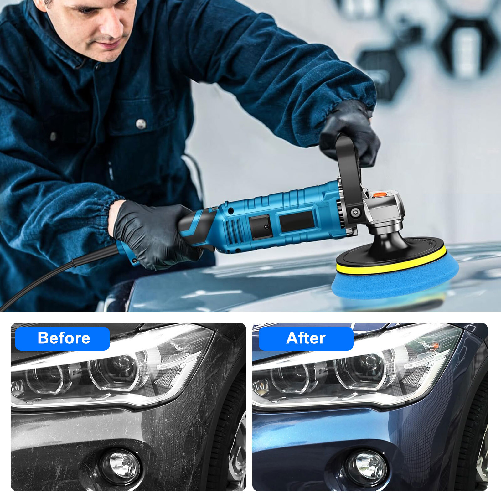 5Pcs Buffing Sponge Pads 6″ Cutting Polishing Pad Kit for Car Buffer Polisher