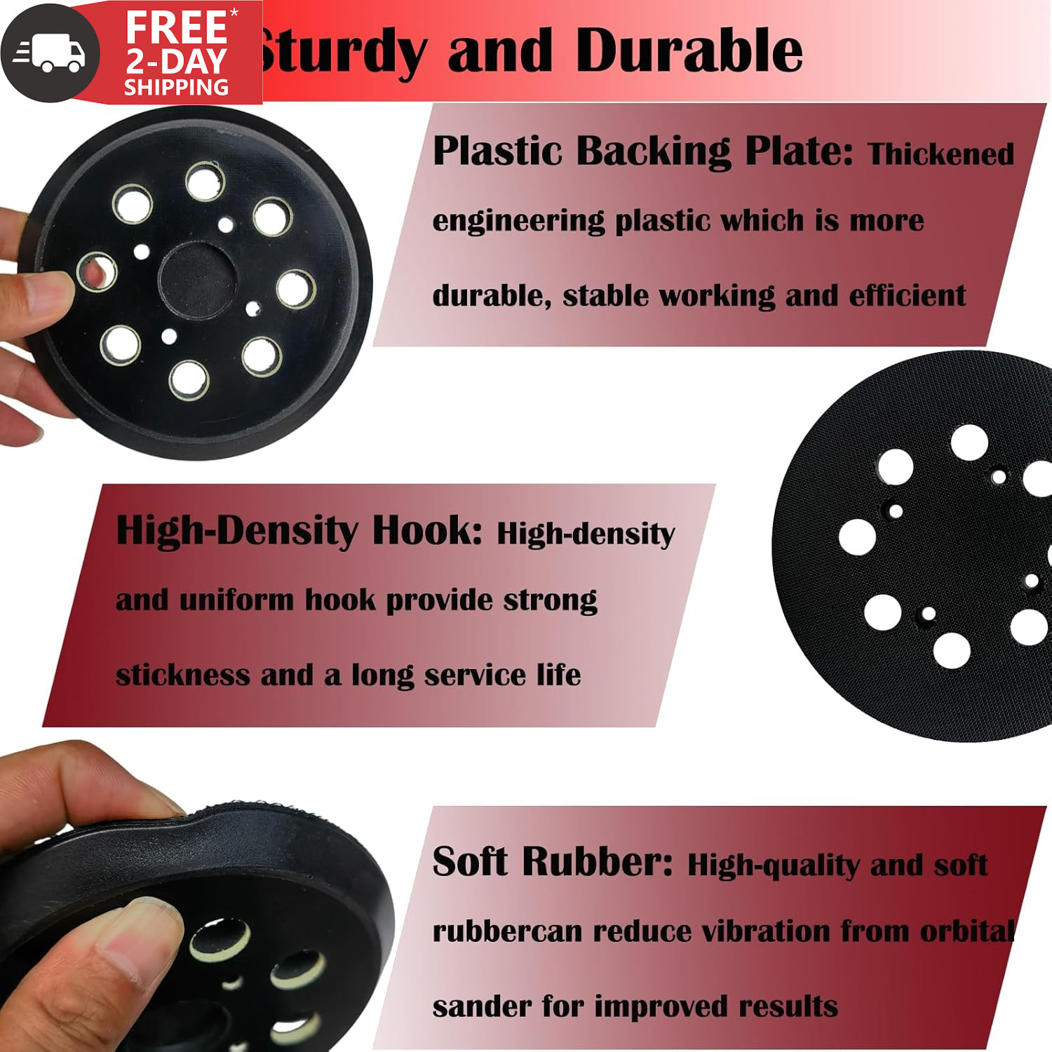 2 Pack 5 Inch 8 Hole Hook-And-Loop Replacemet Sanding Pad for SKIL SR211601 SR66