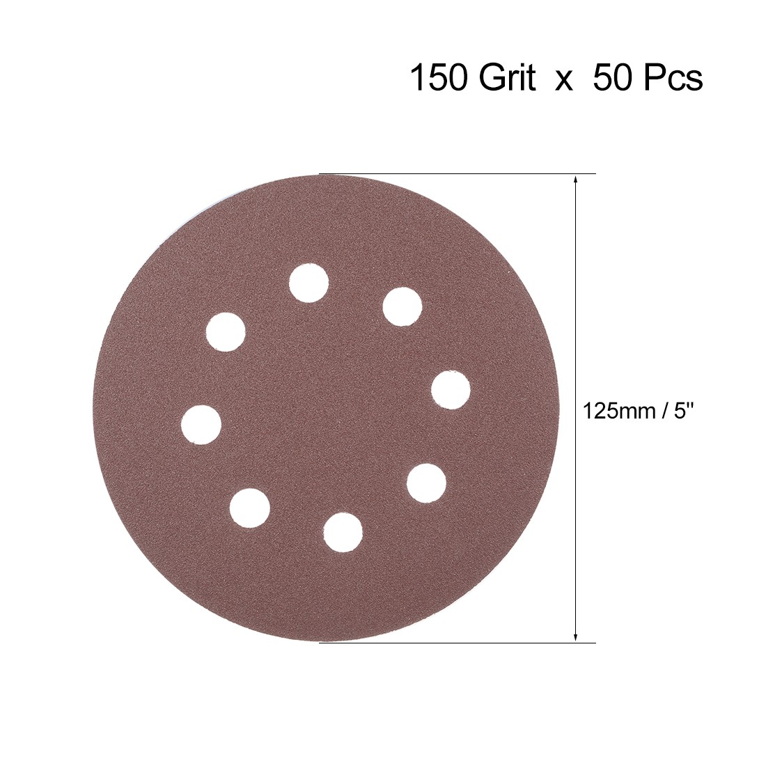 50 x 5″ 8 Hole Hook and Loop Sanding Disc 150 Grit Flocking Sandpaper