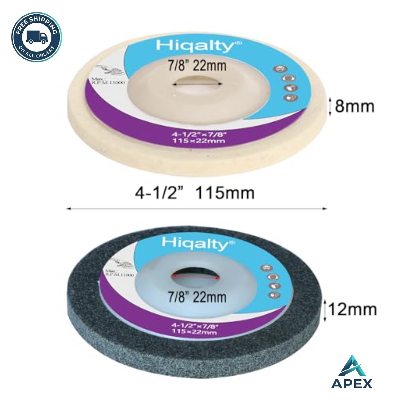 Wool Felt Polishing Disc 4.5 Inch 7/8 Bore Nylon Fiber Buffing Wheel Pad 12
