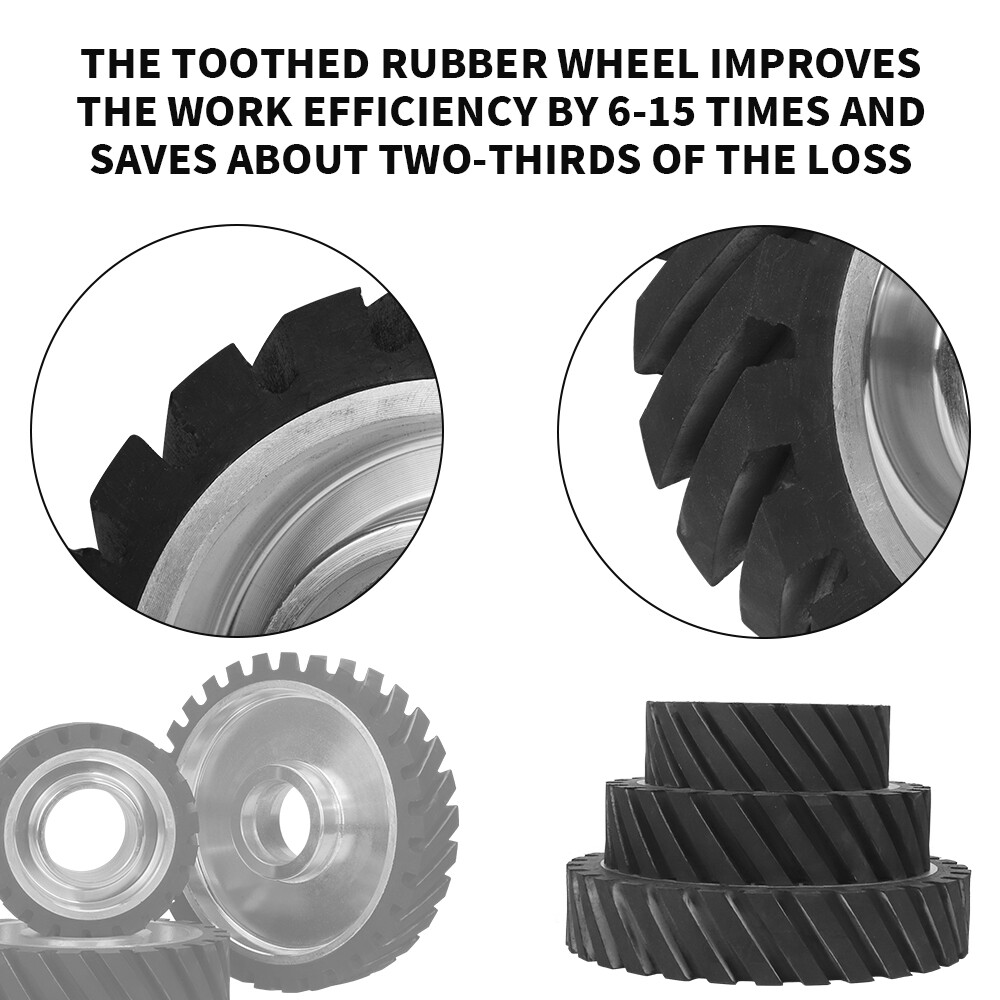 6″ 8″ 10″Rubber Serrated Sand belt Contact Wheel Grinding Polishing 6206 Bearing