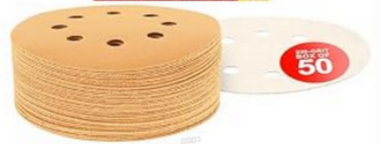Dura-Gold Premium 220 Grit 5″ Sandpaper Discs, 8 Hole Pattern Dustless, 50 Discs