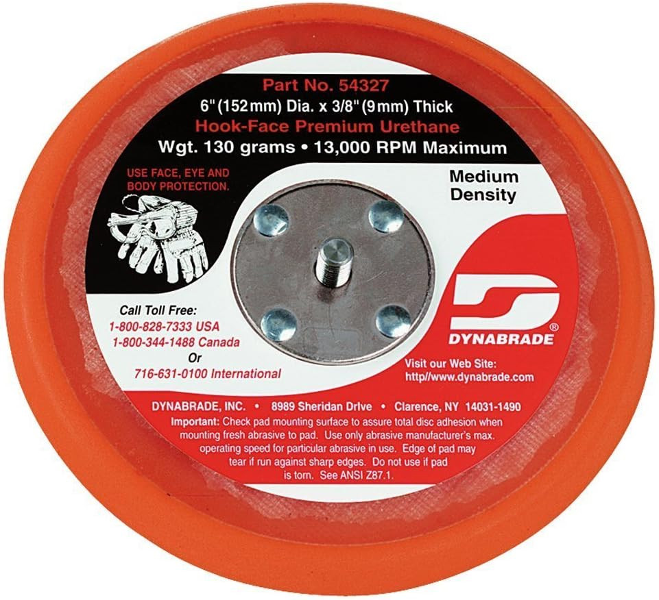 (54327) 6″ (152 Mm) Diameter Hook-Face Non-Vacuum Sanding Disc Pad, Short Nap, T