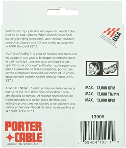 PORTER-CABLE Hook And Loop Pad for Model 333VS Sander, 5 or 8-Hole (13909) , …
