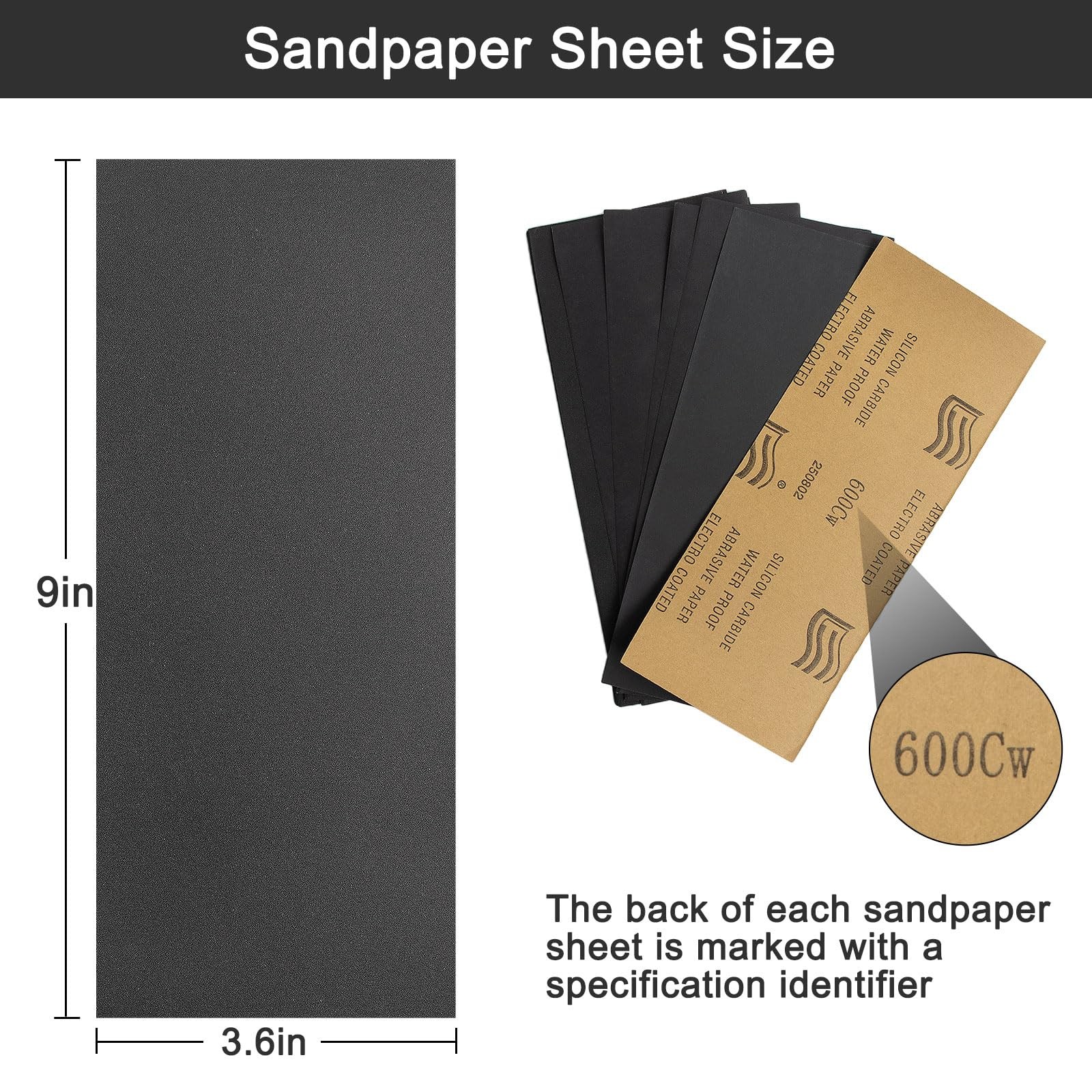 Vesagrin 45Pcs Wet Dry Sandpaper, 400/600/ 800/1000/ 9*3.6inch, Grey