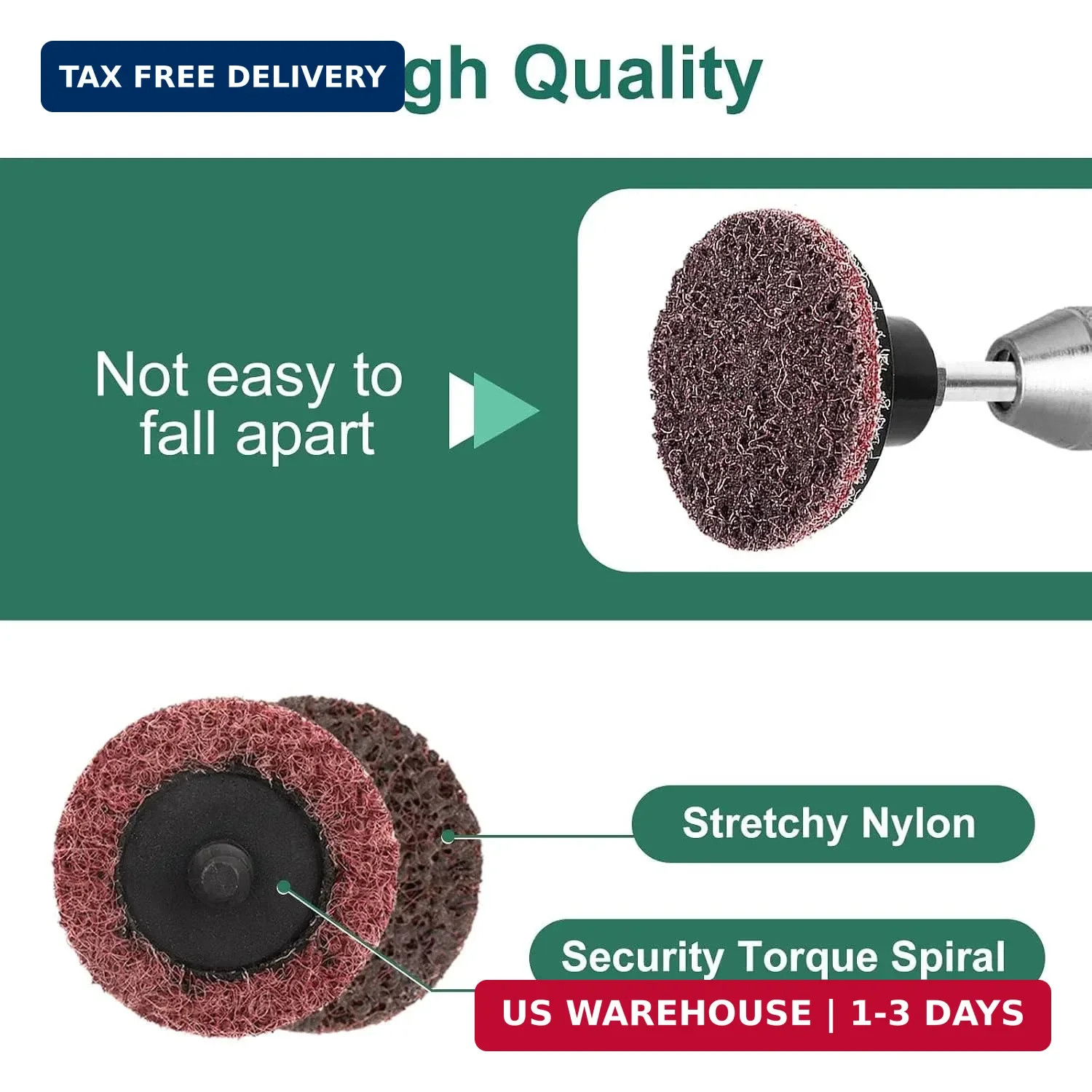 90pcs 2 inch Quick Change Sanding Discs, Nylon Surface Conditioning Discs, 1/4″