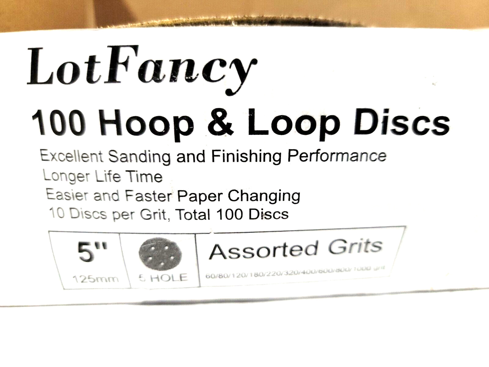 100PC 5 in 125mm Gold Sanding Discs Grits Hook Loop 5-Hole