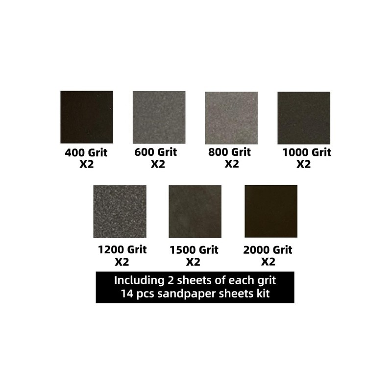 Wet Dry Sandpaper 14pcs 400 600 800 1000 1200 1500 2000 Grit Polishing Sheets US
