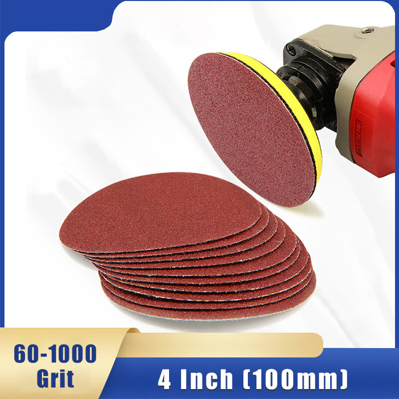 4 Inch 100mm Red Sandpaper Sheets Sanding Discs Grinding Polishing 60-1000 Grit