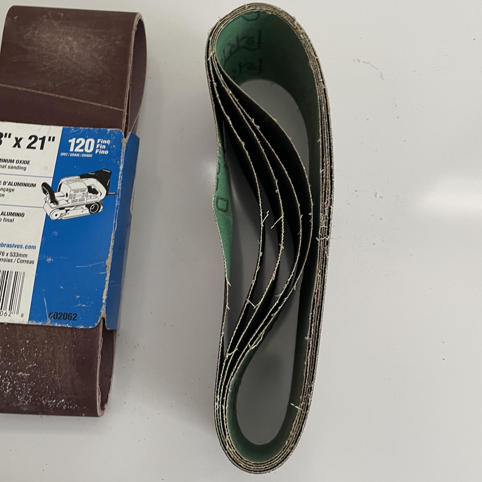 Norton 3×21 10 Sanding Belts 5 -120 Grit Fine Aluminum Oxide 02062 5-E80 Grit