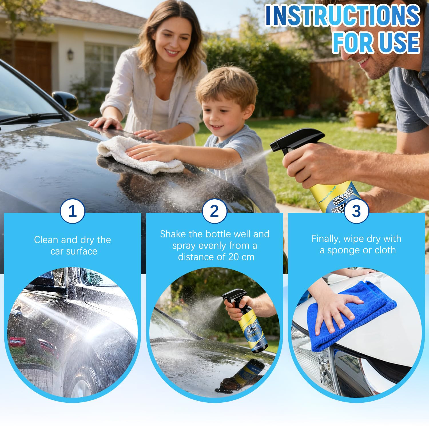 2 Pack Nano Quick Coat Restore Coating Spray, 2026 Advanced Automobile Quick-Act