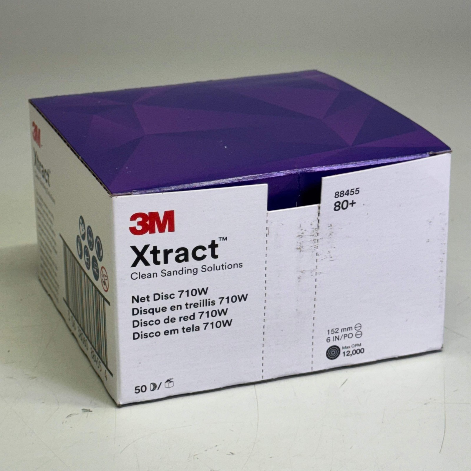 3M (50 PK) 6″ Cubitron II Xtract Sanding Net Disc 710w 80 Grit Purple 88455 Hook