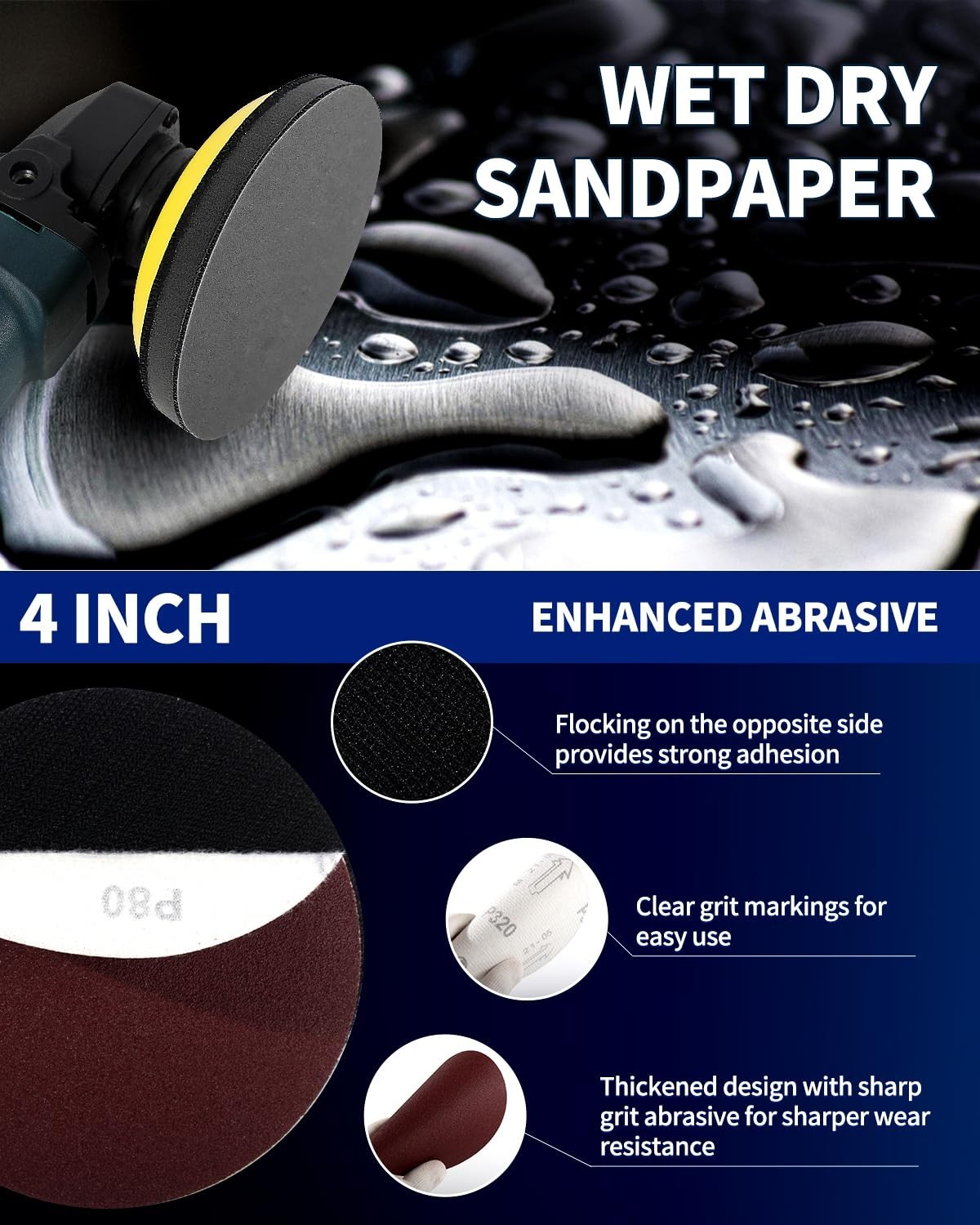 123PCS Angle Grinder Sanding Discs Attachments, 4 Inch Hook and Loop Backing Pad
