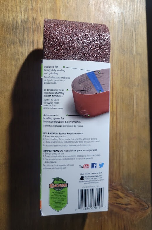 GATOR POWER Sanding Belts 120 Grit 3″ x 21″ 5-Pack 76mm x533mm FINE NIP