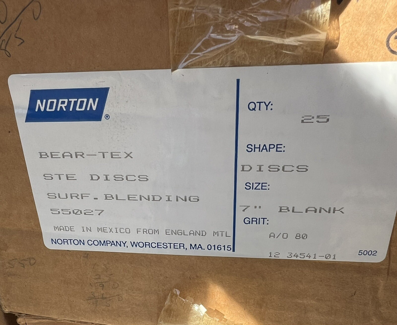 (25) Pc NORTON Bear-Tex 7″ A/O Ao Coarse Speed-Grip Surface Blending Disk 55027