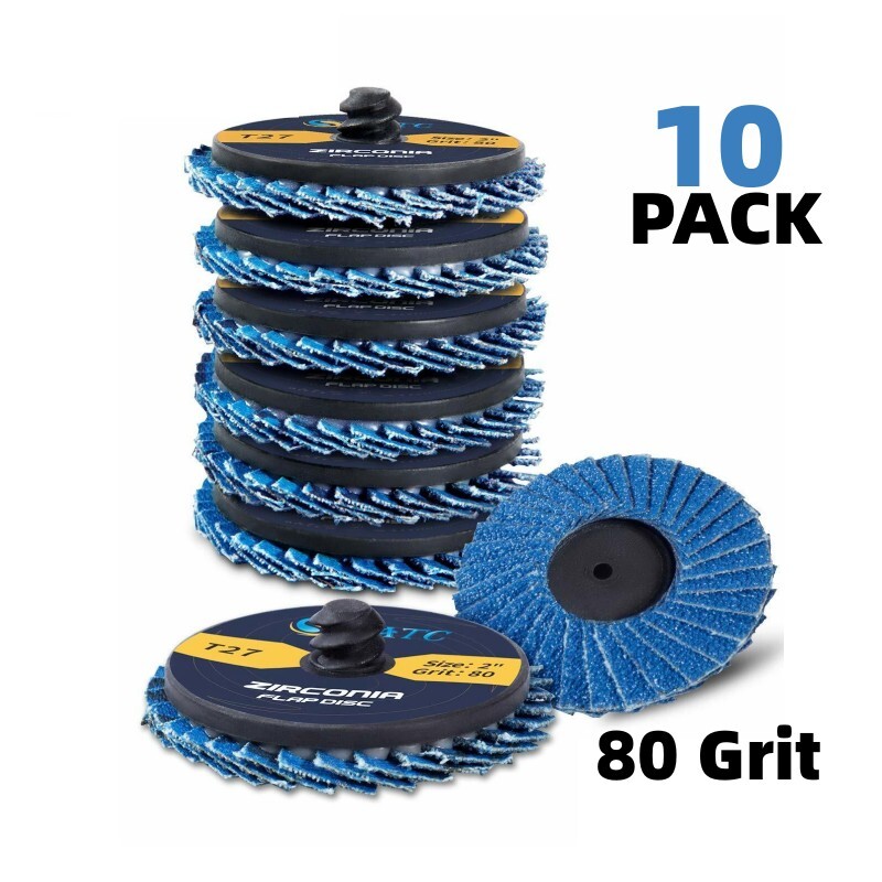 10PCS 2″ Quick Change Zirconia Alumina Roll Lock Sanding Discs 80 Grit Flap Disc