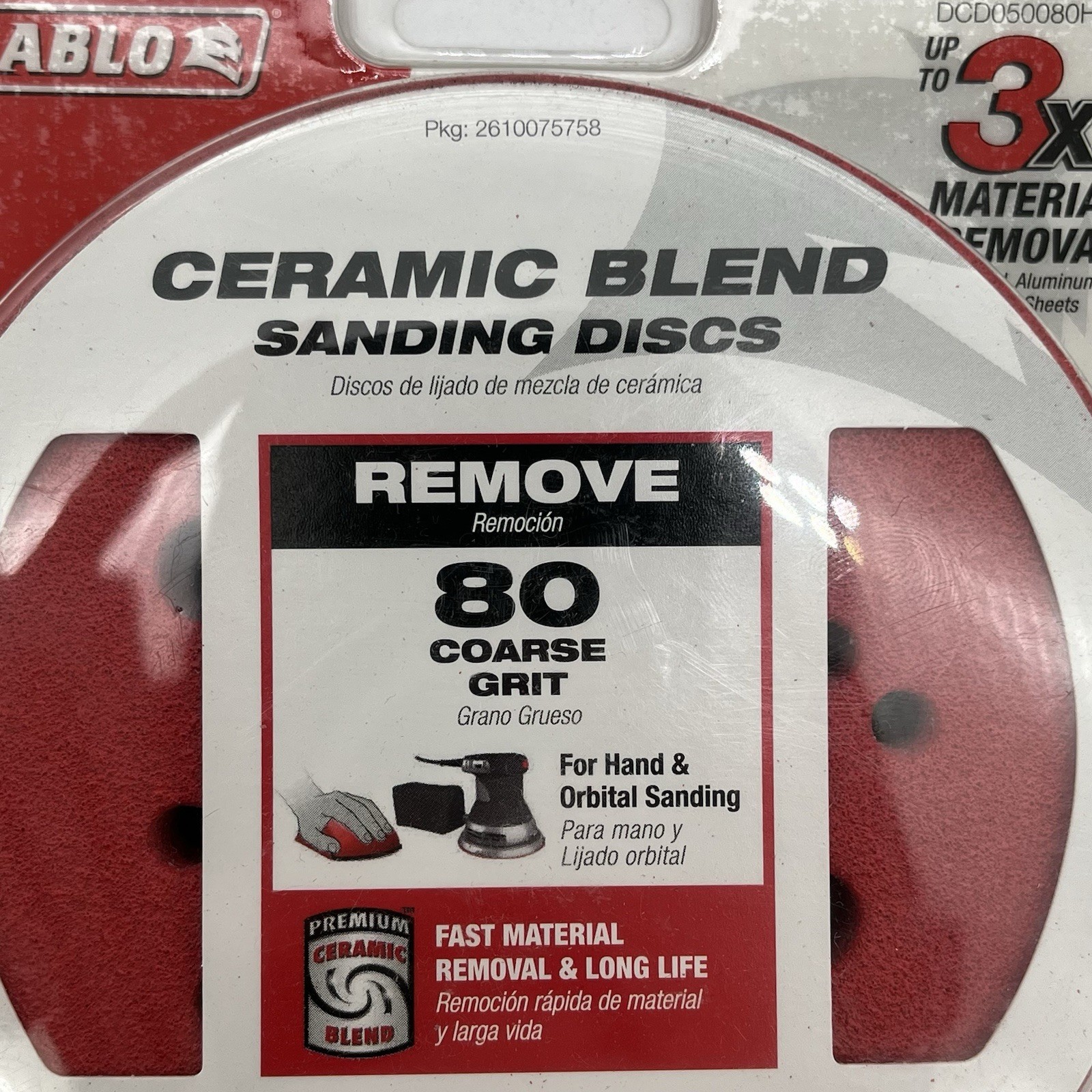 NEW!! 5 Pack (75pcs) Diablo 5 in. 80-Grit Ceramic Blend Orbital Sanding Disc
