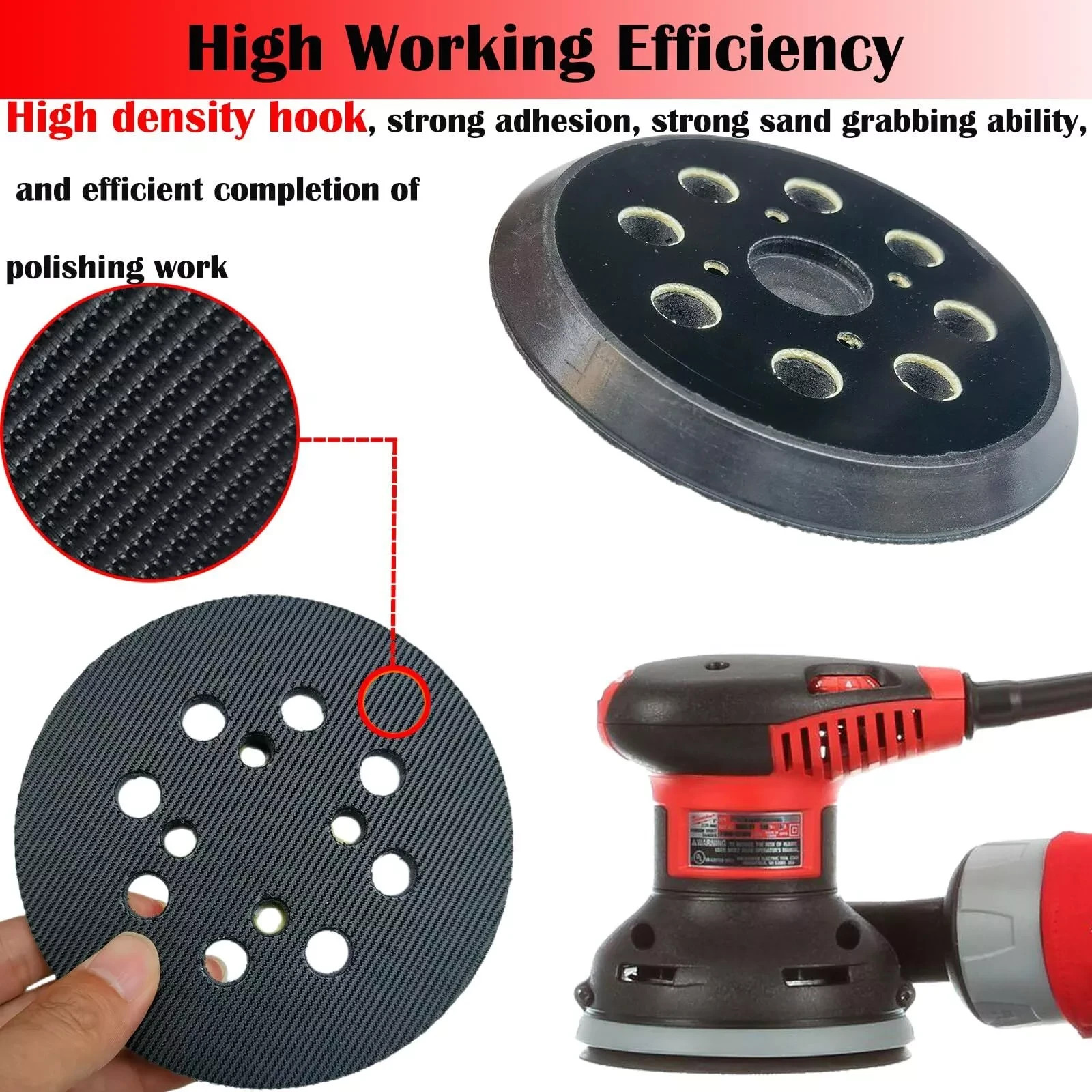 2 Pack 5 Inch 8 Hole Hook and Loop Sander Pad for Milwaukee 6021-21 6034-21