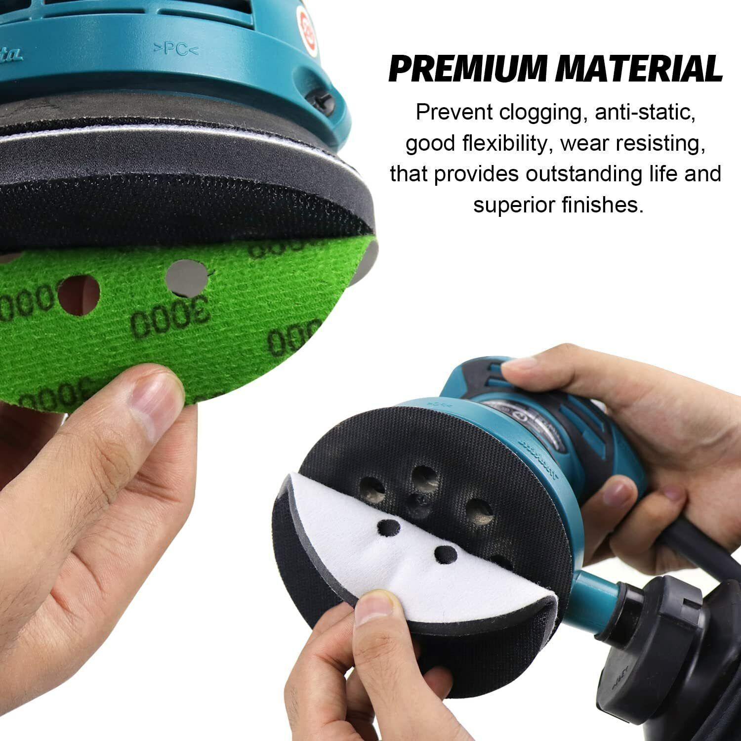 125mm Sanding Discs Hook Loop 400 to 2000 Grit W/ Interface Pad grinding sander