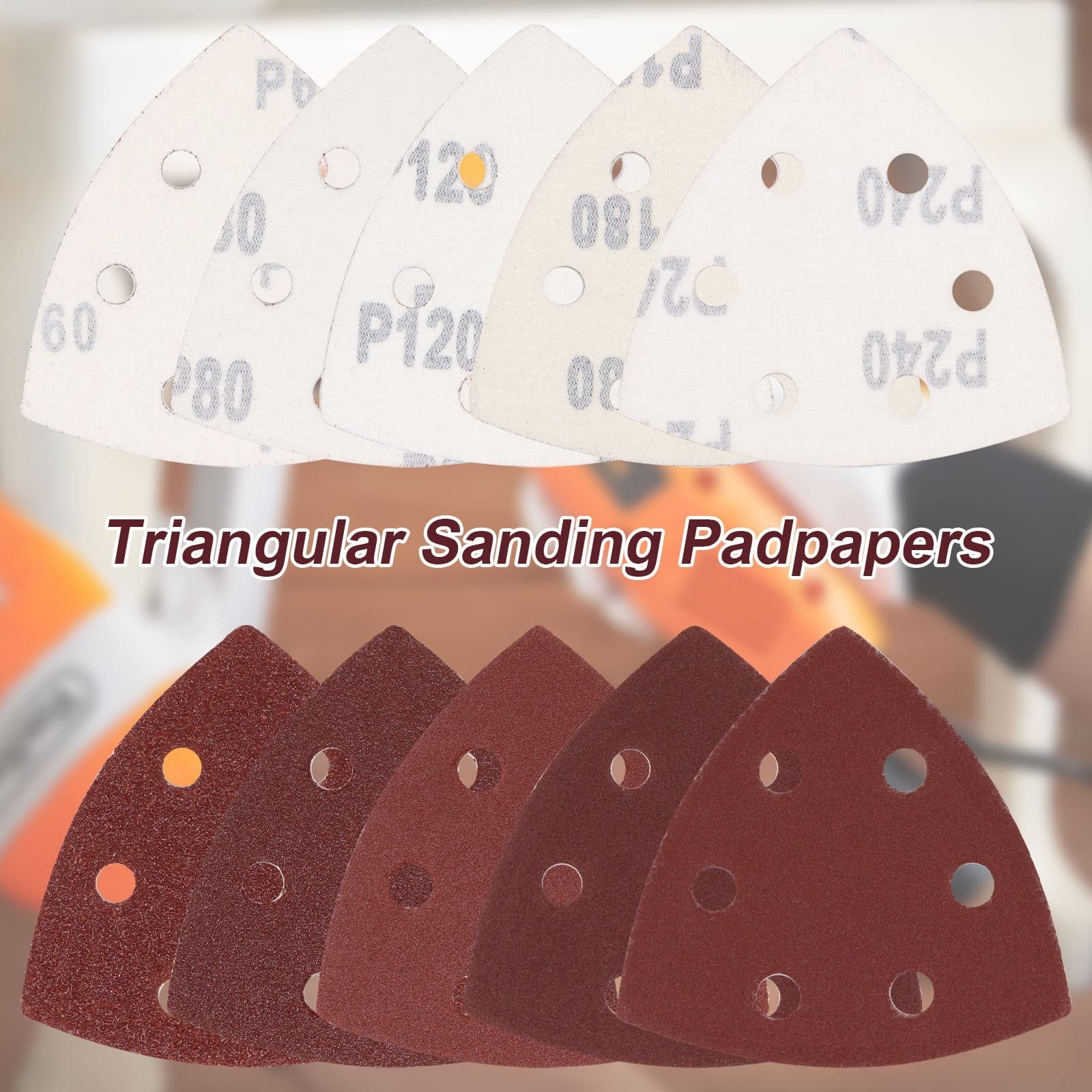 120 Pcs Triangle Sanding Pads – 60/80/120/180/240 Grit Hook & Loop Sheets for Mu