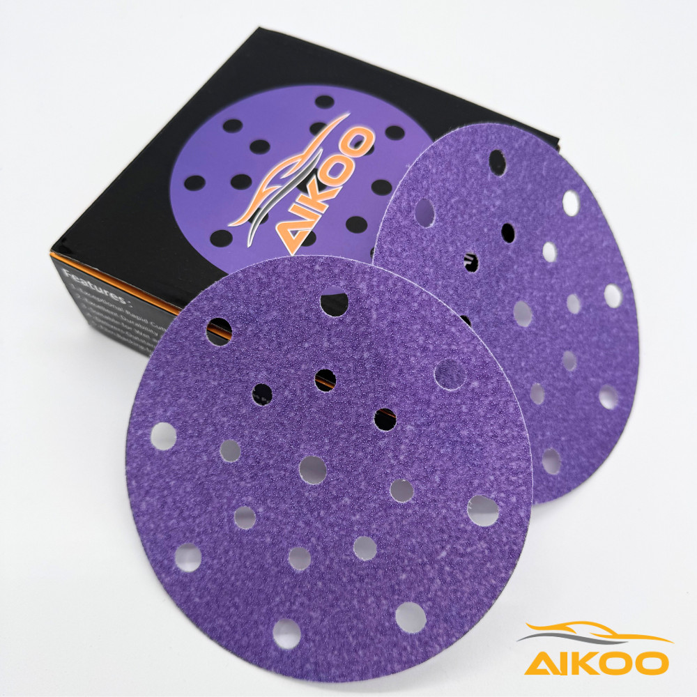 AIKOO 6″ Hook & Loop Ceramic 17-hole Sanding Discs Orbital DA Sanders Paper