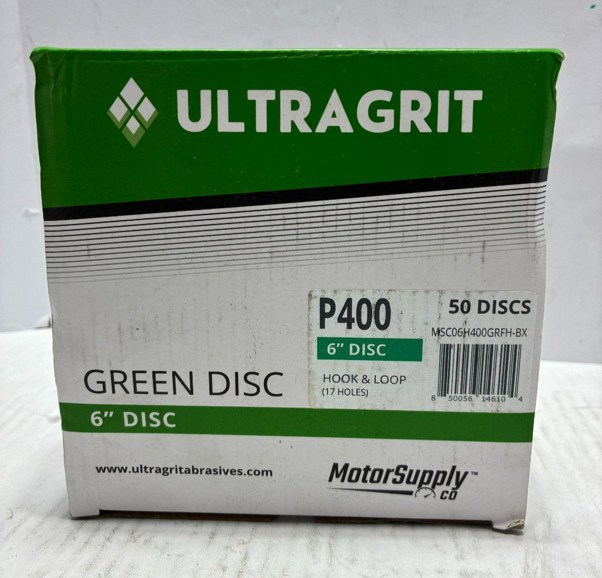 Ultragrit P400 Green Sanding Discs 6 inch 17-Hole Hook and Loop 50 count