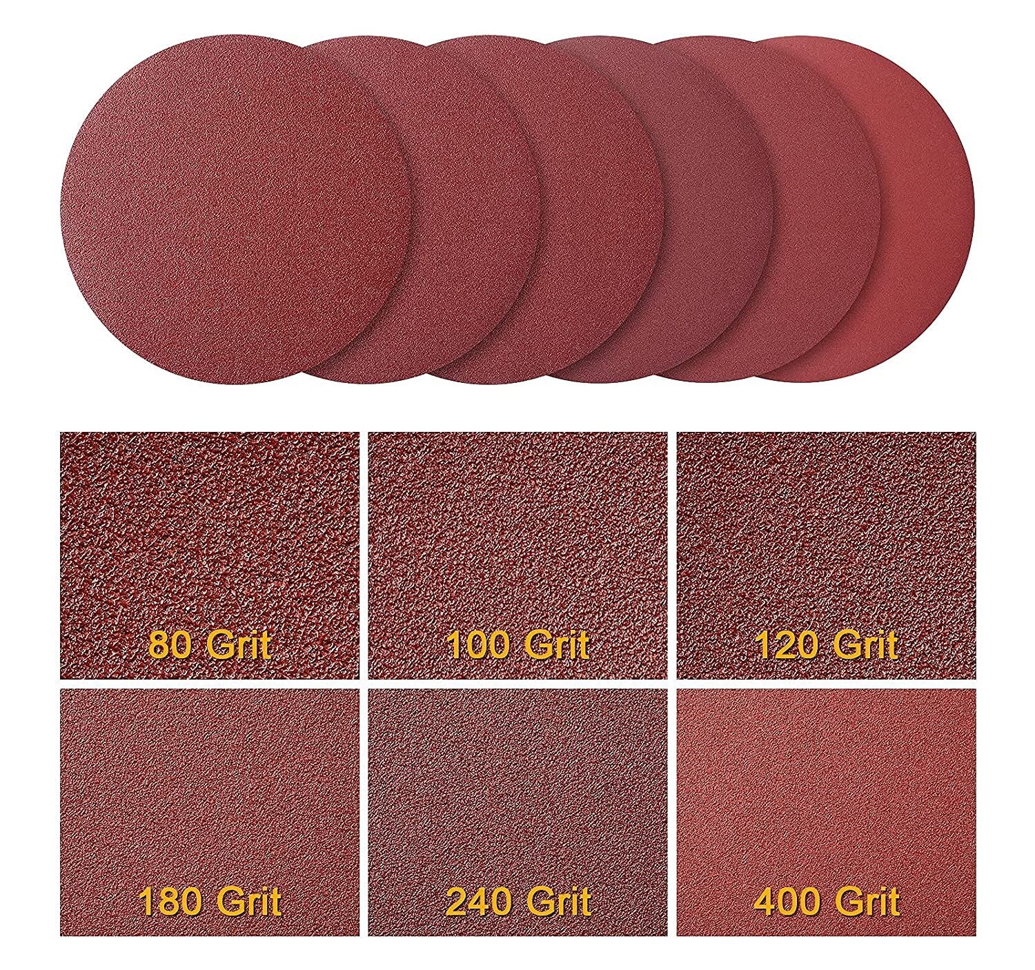Efficient 12-Inch 100 Grit Sandpaper Discs with Self-Stick Adhesive – 5 Count