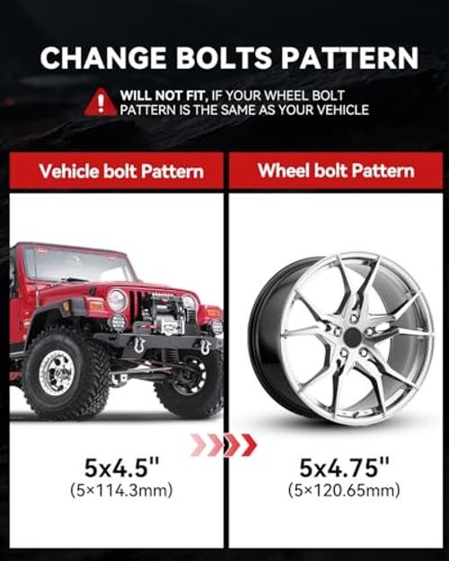 Corvette Wheel Adapters – 1 Inch – 5×4.5 to 5×4.75 – Cherokee Vehicle