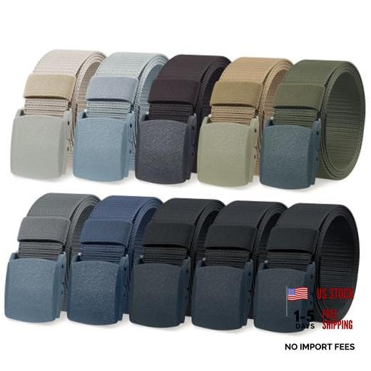 10 Pack Nylon Military Belts for Men Canvas Web Woven Waist Dark Color