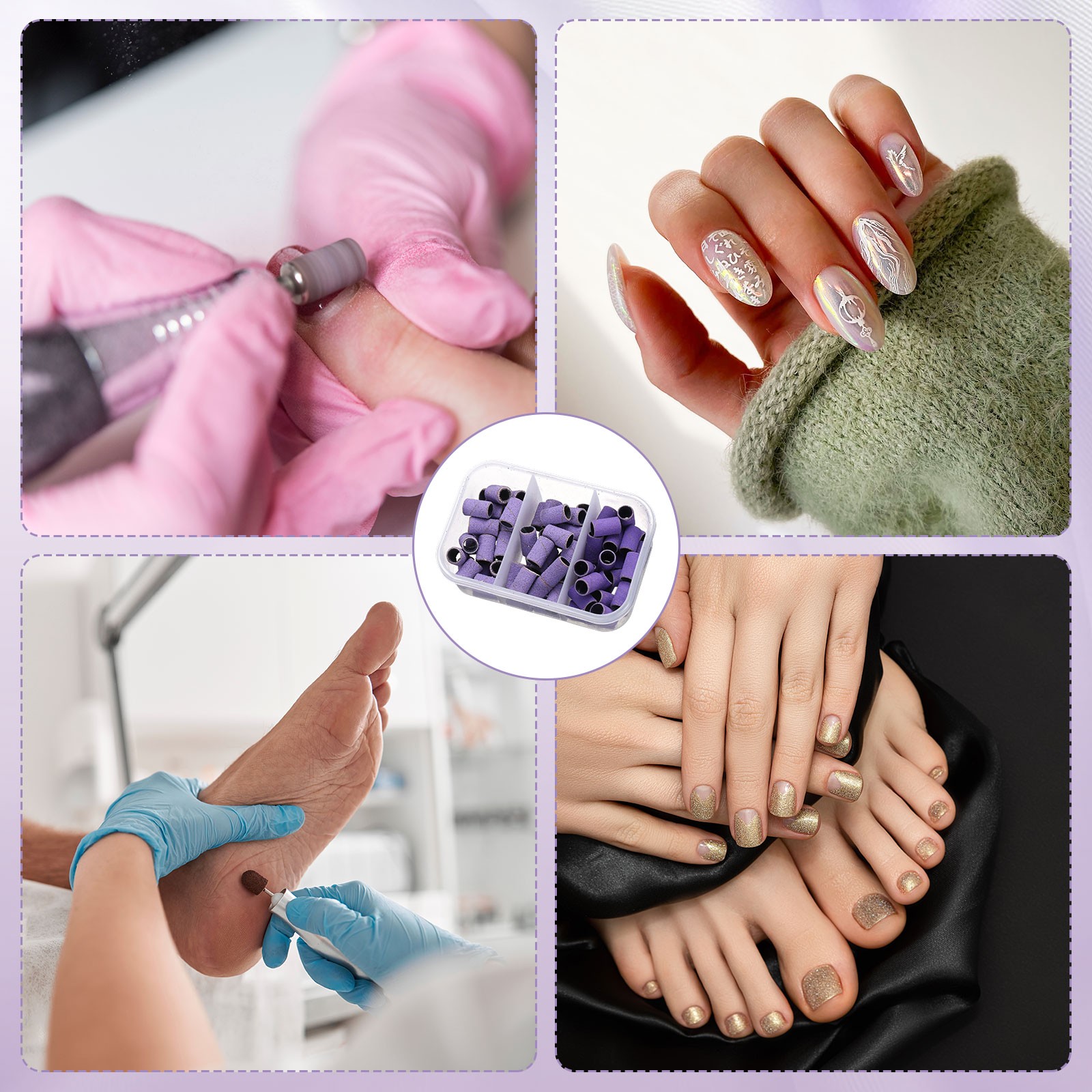 76pcs Small Sanding Bands 80/120/180 Grit for Nail Bits with 0.1″ Mandrel Purple