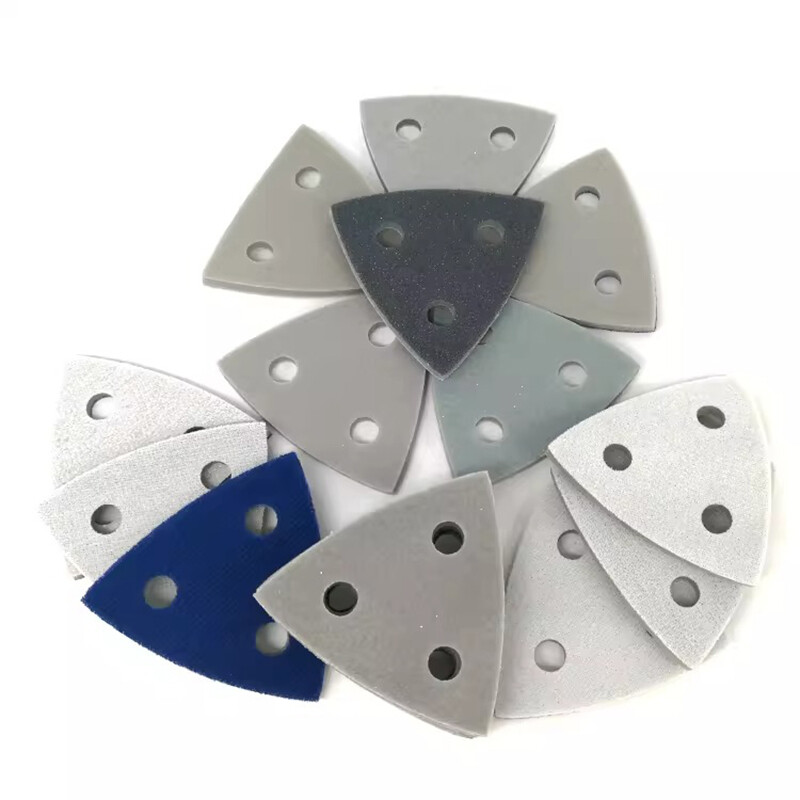 80mm Sponge Sand Paper Pad 3-Hole Triangle 300 – 3000 Grit Dry and Wet Sandpaper