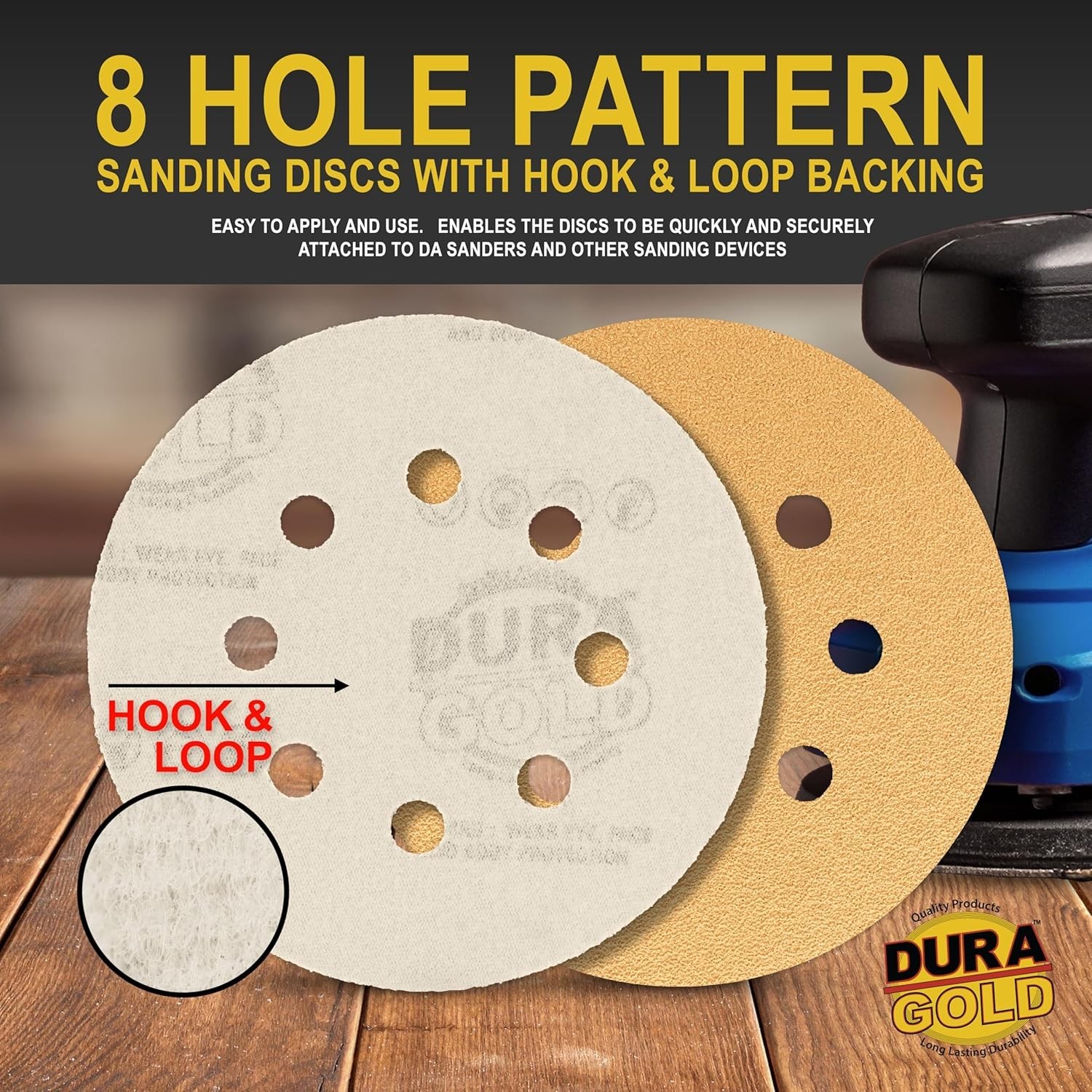 – Variety Pack – 5″ Gold Sanding Discs – 8-Hole Dustless Hook and Loop – 10 E…