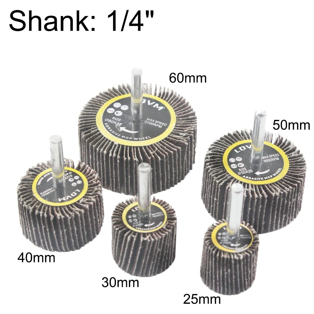 Versatile 15 Pc Flap Wheel Sanding Kits – Sizes 25/30/40/50/60mm for Drills