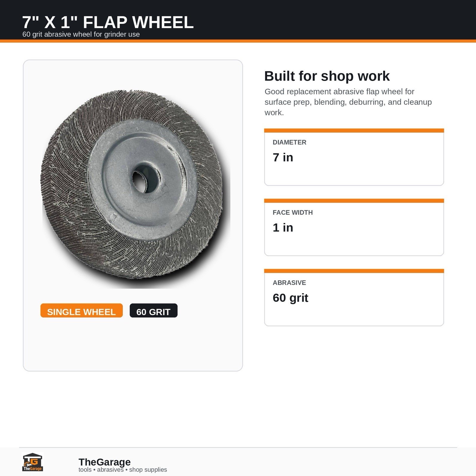 7″ x 1″ 60 Grit Abrasive Flap Wheel Bench Pedestal Grinder Heavy Duty