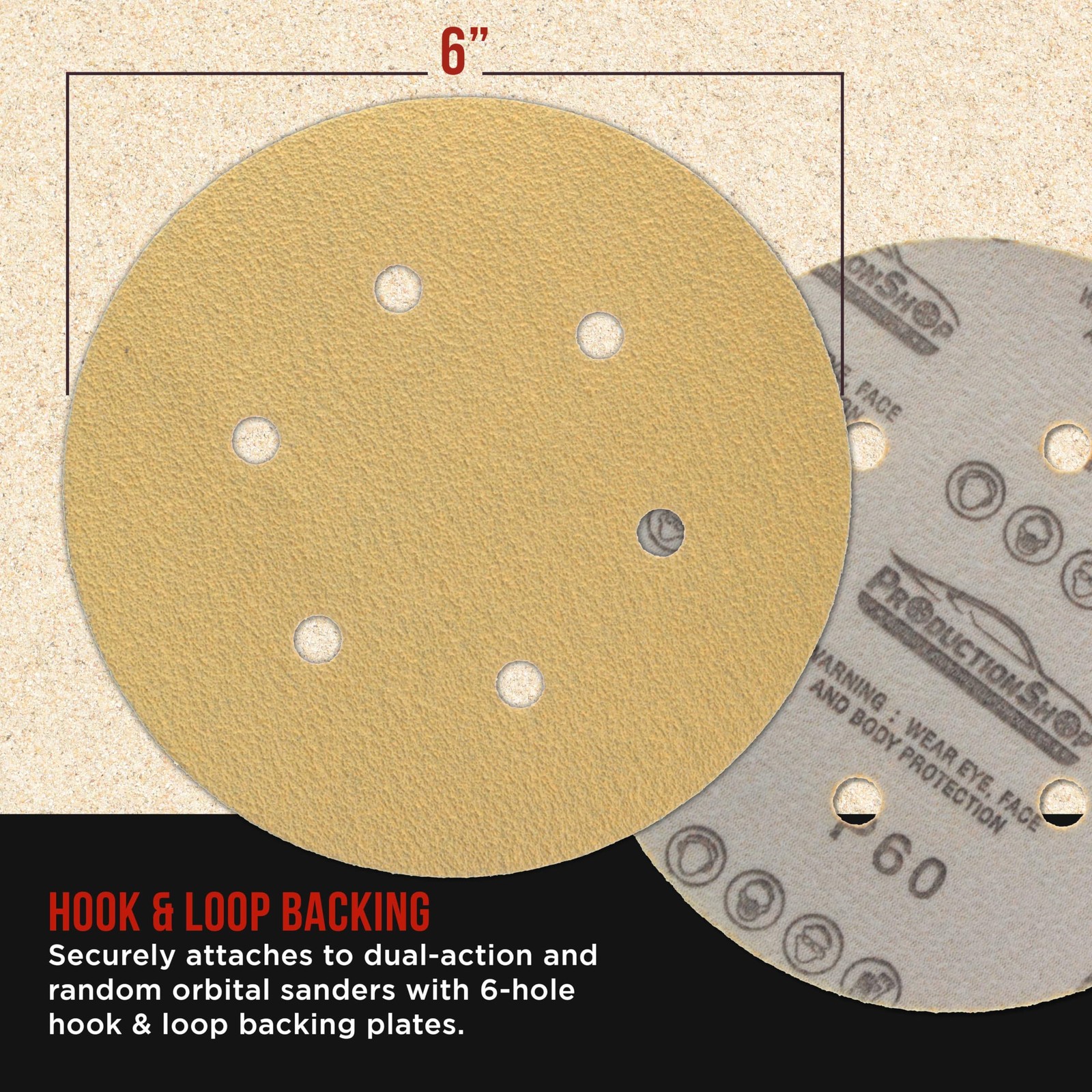 Premium 6″ PSA Gold Sanding Discs, 100 Disc Variety Pack, Grits 60, 80, 100, …