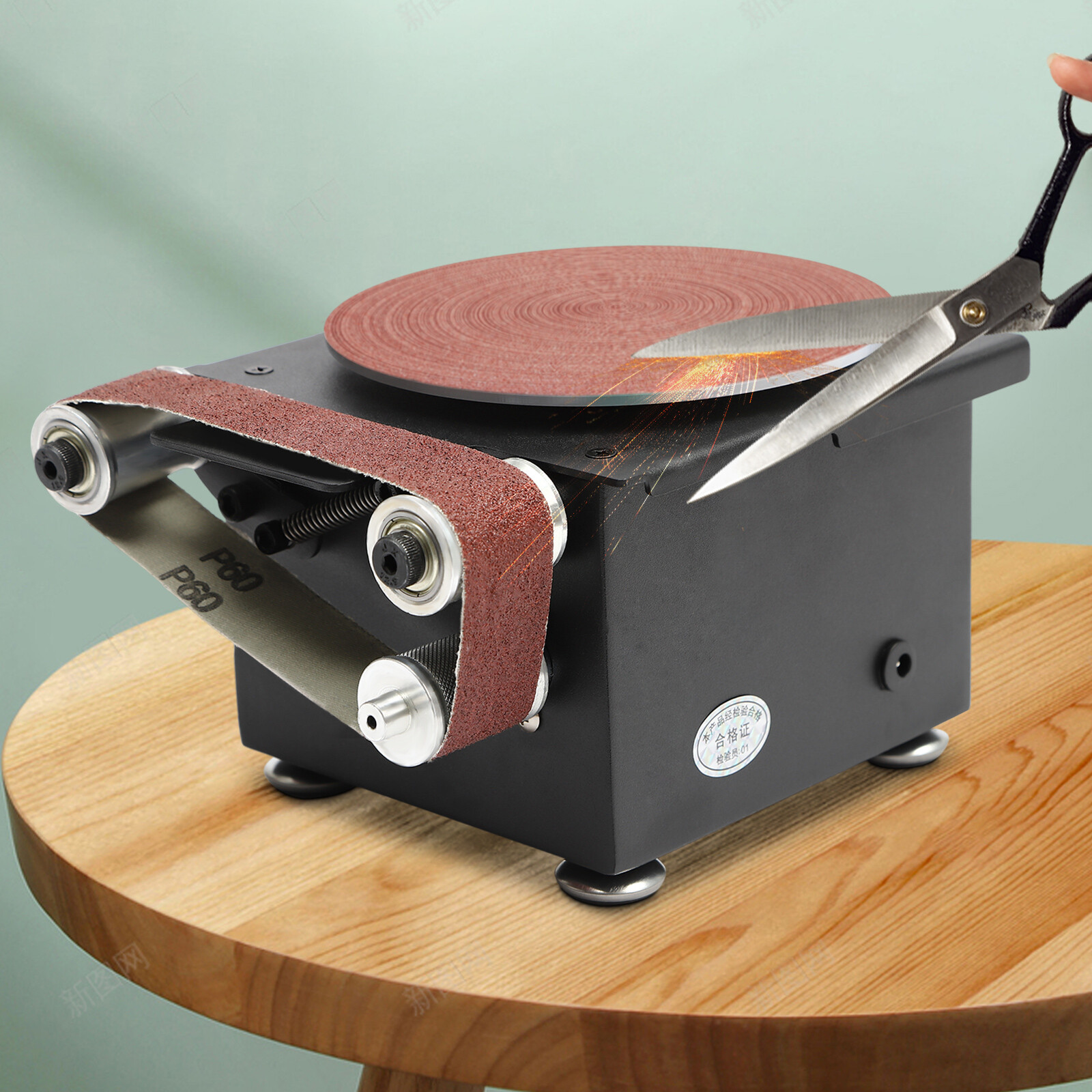 Electric Disc Mini Belt Sander with 10 Belts and Sanding Papers Sharpener Bench