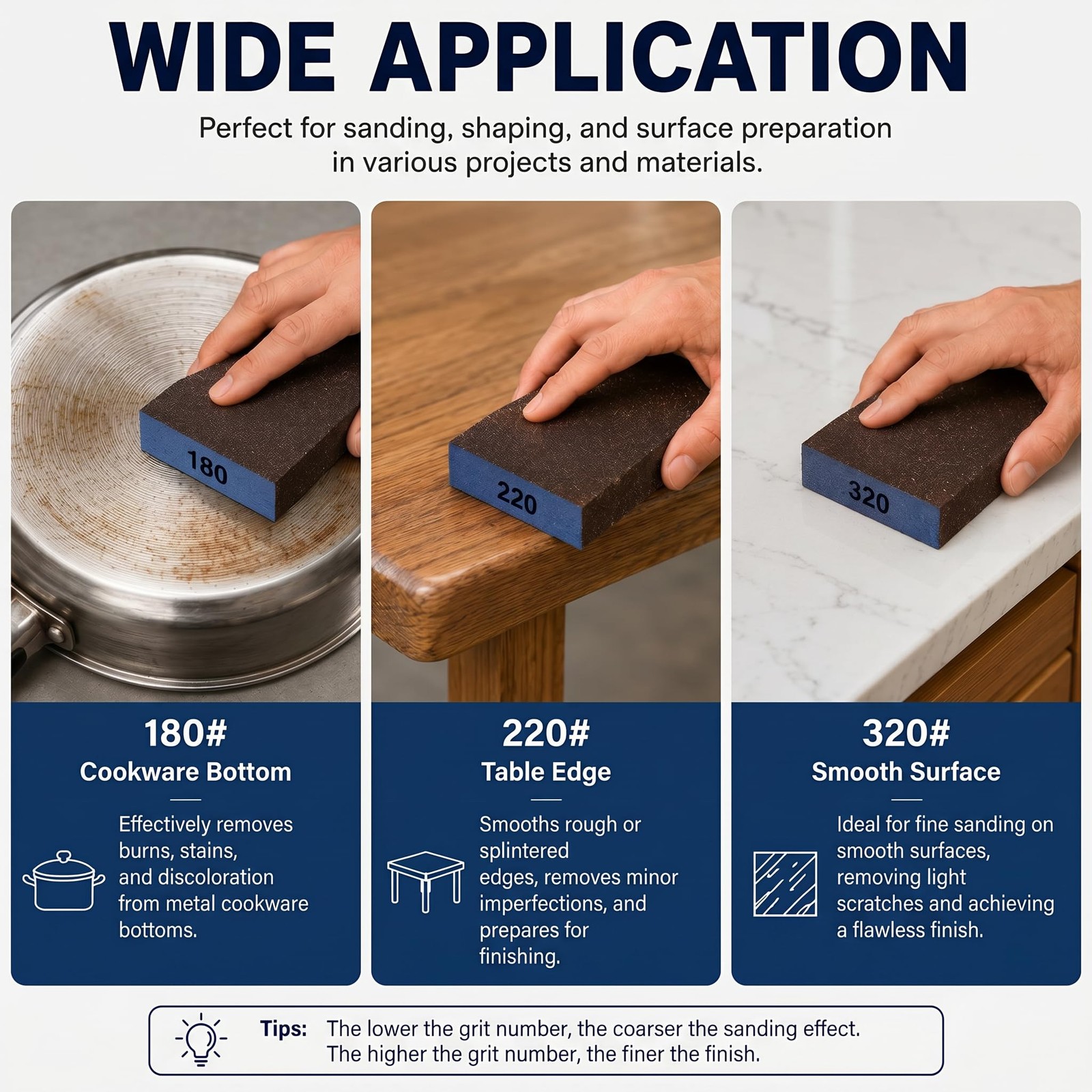 Sanding Sponge 6 Pcs 60-320 Grit Blocks for Drywall Metal Wood