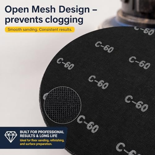 12 Pcs 17″ Sanding Screen Discs Black Mesh Floor Sanding Screens 60 Grit